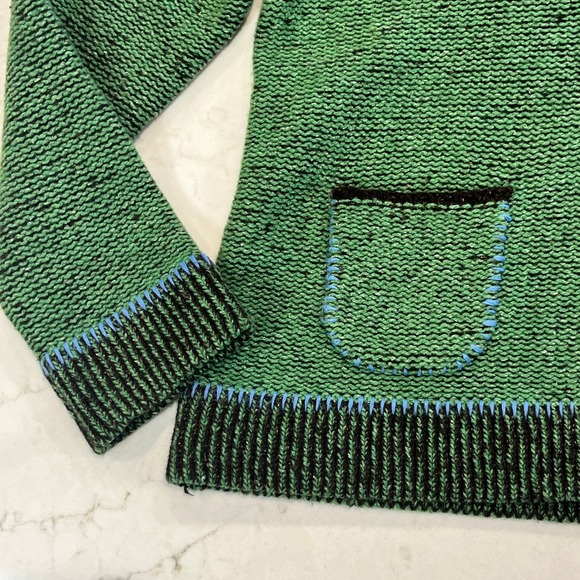 Nua Hoodie Sweater Irish Knit Womens Medium Green Brown Merino Wool Silk Blend - Picture 4 of 10